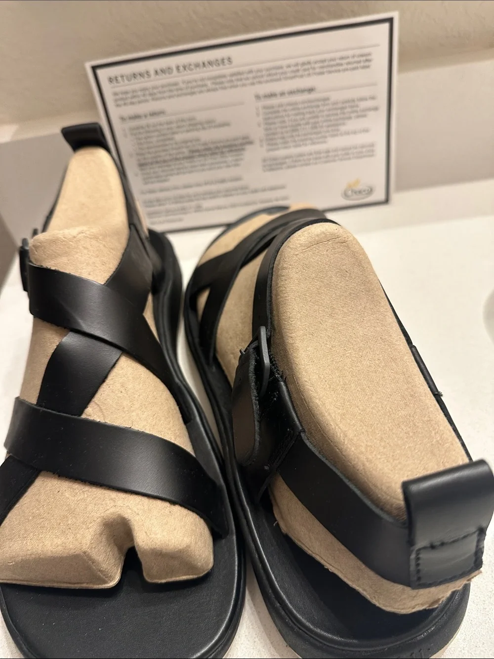 Chaco Men’s Black Strappy Sandals with Tan Footbed